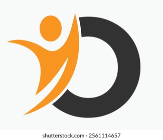 Initial Letter O Wellness Logo Concept With Human Symbol For Healthcare Sign Vector Template