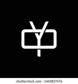 Initial letter O and Y, OY, YO, overlapping interlock monogram logo, white color on black background