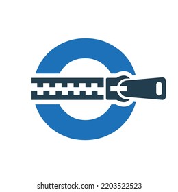 Initial Letter O Zipper Logo For Fashion Cloth, Embroidery and Textile Symbol Identity Vector Template