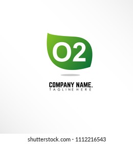Initial letter O2 linked logo design with green leaf icon