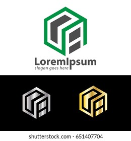 Initial letter OA box design logo