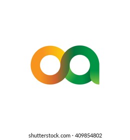 initial letter oa linked round lowercase logo orange green