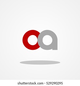 Initial letter OA lowercase logo design template maroon gray