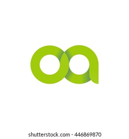 initial letter oa modern linked circle round lowercase logo green