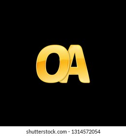 Initial Letter OA with red metallic texture, trendy, 3d glossy, metal texture, rectangle shape, pixel style based alphabet logo for company identity, isolated on black background.