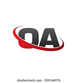 initial letter OA swoosh ring company logo red black