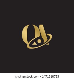 Initial letter oa uppercase modern logo design template elements. Gold letter Isolated on black  background. Suitable for business, consulting group company.