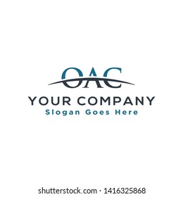 Initial letter OAC, overlapping movement swoosh horizon logo company design inspiration in blue and gray color vector