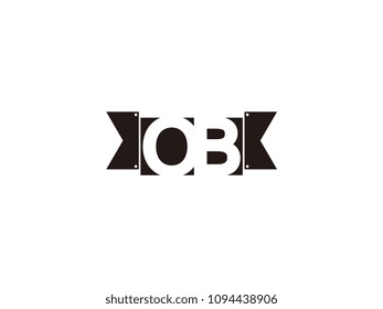 Initial letter ob black ribbon logo design