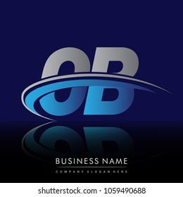 initial letter OB logotype company name colored blue and grey swoosh design. vector logo for business and company identity.