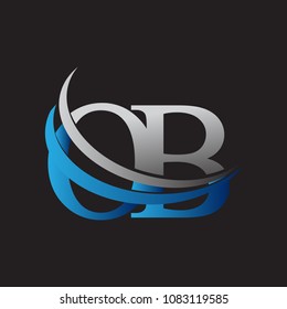 initial letter OB logotype company name colored blue and grey swoosh design. vector logo for business and company identity.