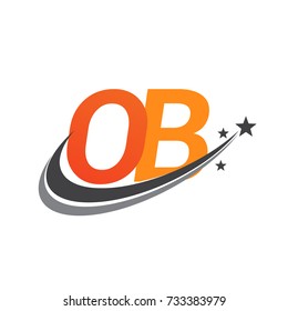 initial letter OB logotype company name colored orange and grey swoosh star design. vector logo for business and company identity.