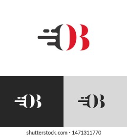 Initial Letter ob uppercase modern logo design template elements. red letter Isolated on black white grey background. Suitable for business, consulting group company.