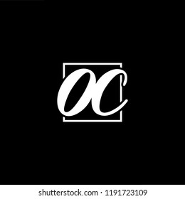Initial letter OC CO minimalist art monogram shape logo, white color on black background