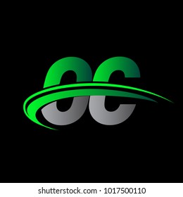 initial letter OC logotype company name colored green and black swoosh design. vector logo for business and company identity.