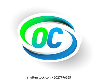 initial letter OC logotype company name colored blue and green swoosh design, modern logo concept. vector logo for business and company identity.