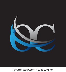 initial letter OC logotype company name colored blue and grey swoosh design. vector logo for business and company identity.