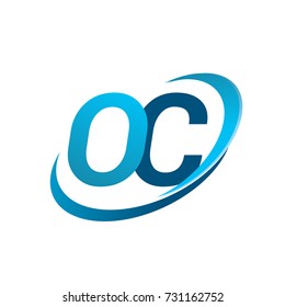 initial letter OC logotype company name colored blue swoosh design concept. vector logo for business and company identity.