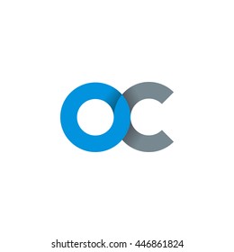 initial letter oc modern linked circle round lowercase logo blue gray