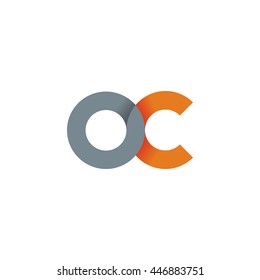 initial letter oc modern linked circle round lowercase logo orange gray