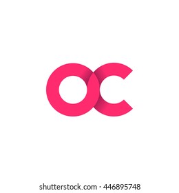 initial letter oc modern linked circle round lowercase logo pink