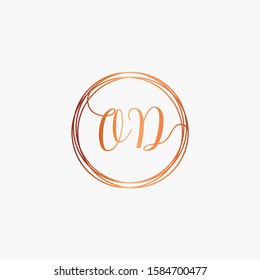 initial letter OD handwritten with circle element template. Creative fashion logo design, couple initial name , beauty icon. Logo with hand drawn style for wedding concept - vector