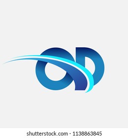 initial letter OD logotype company name colored blue and swoosh design. vector logo for business and company identity.
