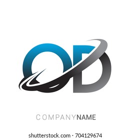 initial letter OD logotype company name colored blue and grey swoosh design. logo design for business and company identity.