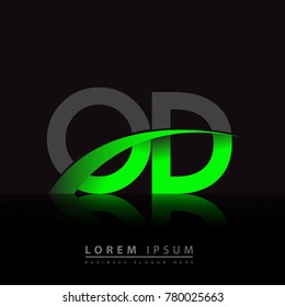 initial letter OD logotype company name colored green and black swoosh design. vector logo for business and company identity.
