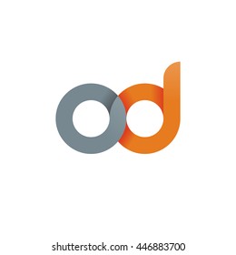 initial letter od modern linked circle round lowercase logo orange gray