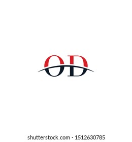 Initial letter OD, overlapping movement swoosh horizon logo company design inspiration in red and dark blue color vector
