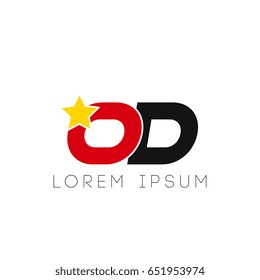 Initial letter od yellow star logo red black