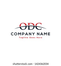 Initial letter ODC, overlapping movement swoosh horizon logo company design inspiration in red and dark blue color vector