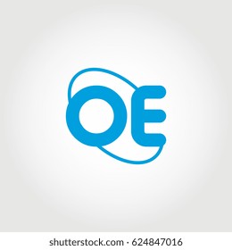 initial letter oe logo blue on white background