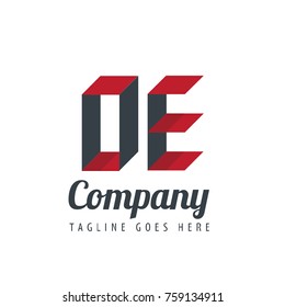 Initial Letter OE Logo With Ribbon Style