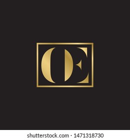 Initial letter oe uppercase modern logo design template elements. Gold letter Isolated on black  background. Suitable for business, consulting group company.