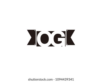 Initial letter og black ribbon logo design