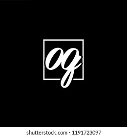 Initial letter OG GO minimalist art monogram shape logo, white color on black background