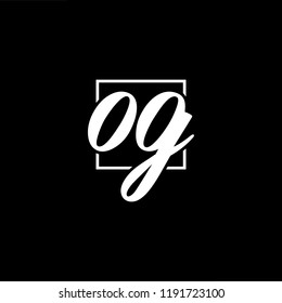 Initial letter OG GO minimalist art monogram shape logo, white color on black background