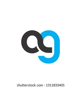 Initial Letter OG Linked Circle Lowercase Logo Black Blue Icon Design Template Element - Vector
