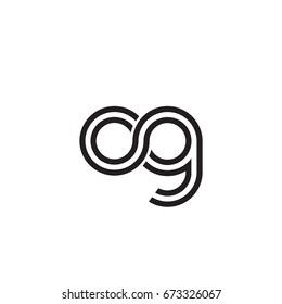 Initial letter og, linked outline rounded lowercase, monogram black