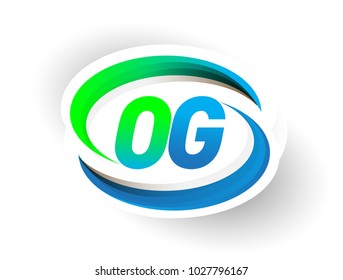 initial letter OG logotype company name colored blue and green swoosh design, modern logo concept. vector logo for business and company identity.