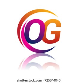 initial letter OG logotype company name orange and magenta color on circle and swoosh design. vector logo for business and company identity
