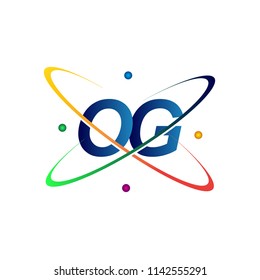 initial letter OG logotype science icon colored blue, red, green and yellow swoosh design. vector logo for business and company identity.
