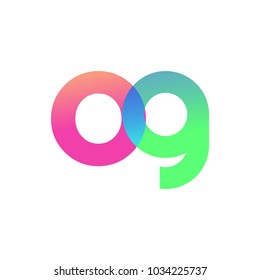 Initial Letter OG Lowercase Logo green, pink and Blue, Modern and Simple Logo Design.