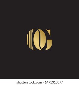 Initial letter og uppercase modern logo design template elements. Gold letter Isolated on black  background. Suitable for business, consulting group company.