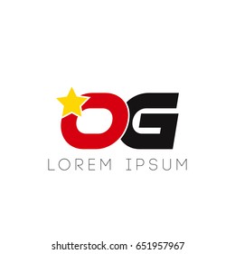 Initial letter og yellow star logo red black