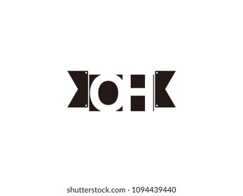 Initial letter oh black ribbon logo design