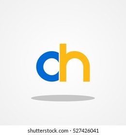 Initial letter OH CH lowercase logo design template blue gold