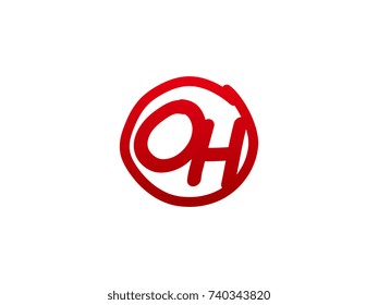The initial letter OH handwritten logo